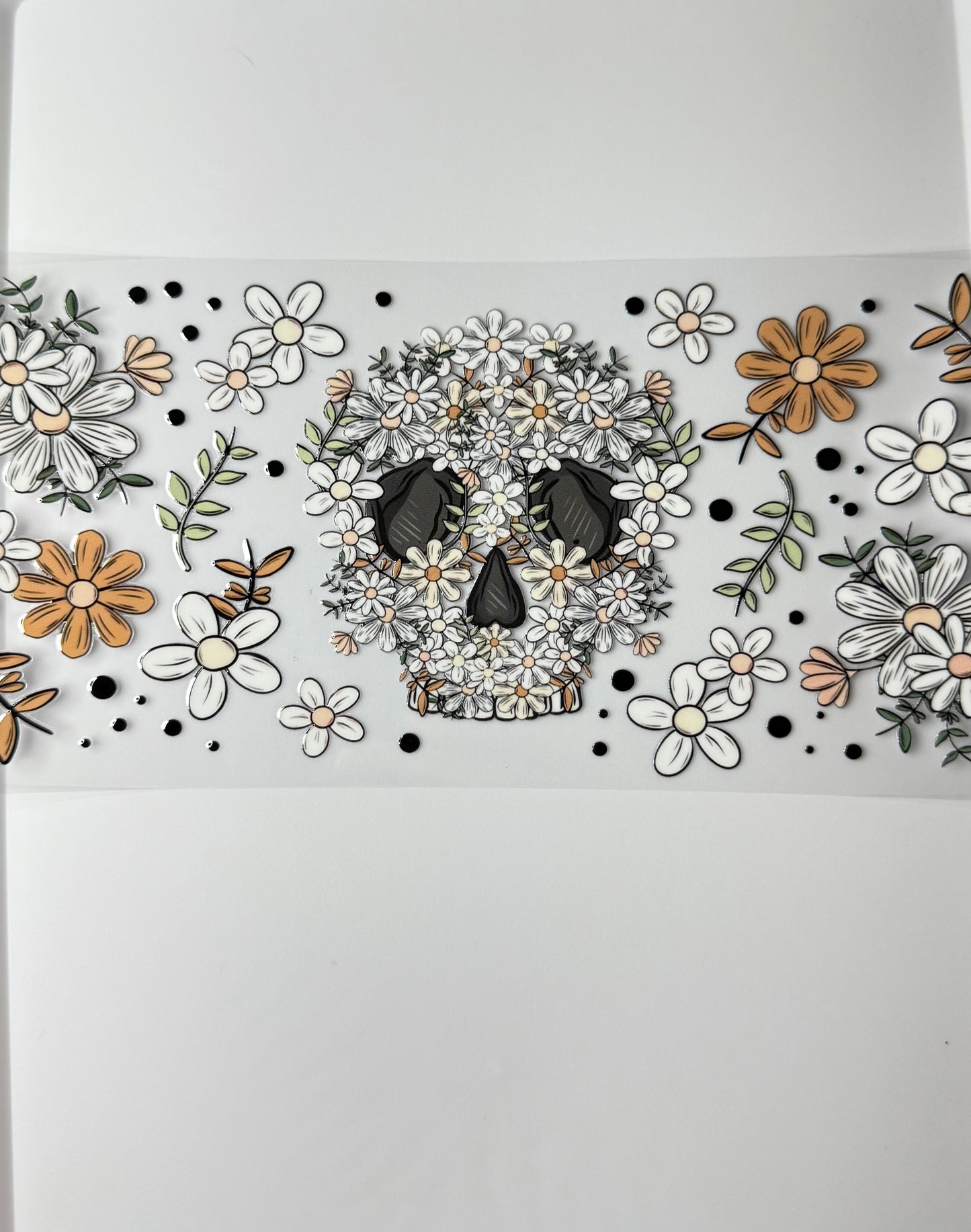 C49- Floral Skull face, and colorful flowers 16OZ UV DTF Transfer Wrap/Sticker for Cup/Tumbler