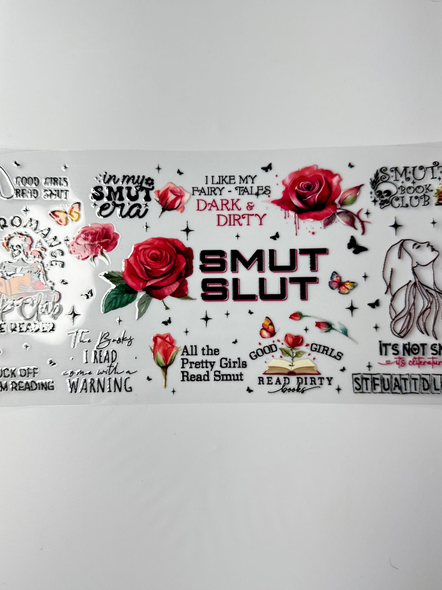 C2- SMUT Book Club with Roses 16OZ UV DTF Transfer Wrap/Sticker for Cup/Tumbler