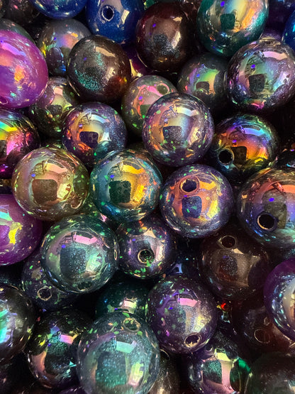 GGB6- (10PCS) 15mm STUNNING Multicolor Rainbow UVAB Galaxy Shimmer Iridescent Mixed Color Acrylic Beads for DIY