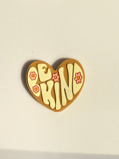 F/Q87 (1)PC 1.1" Choose your color- BE KIND Heart W/Flowers Focal Bead for DIY Keychains, Wristlets, Cup Charms, Car Charms ETC