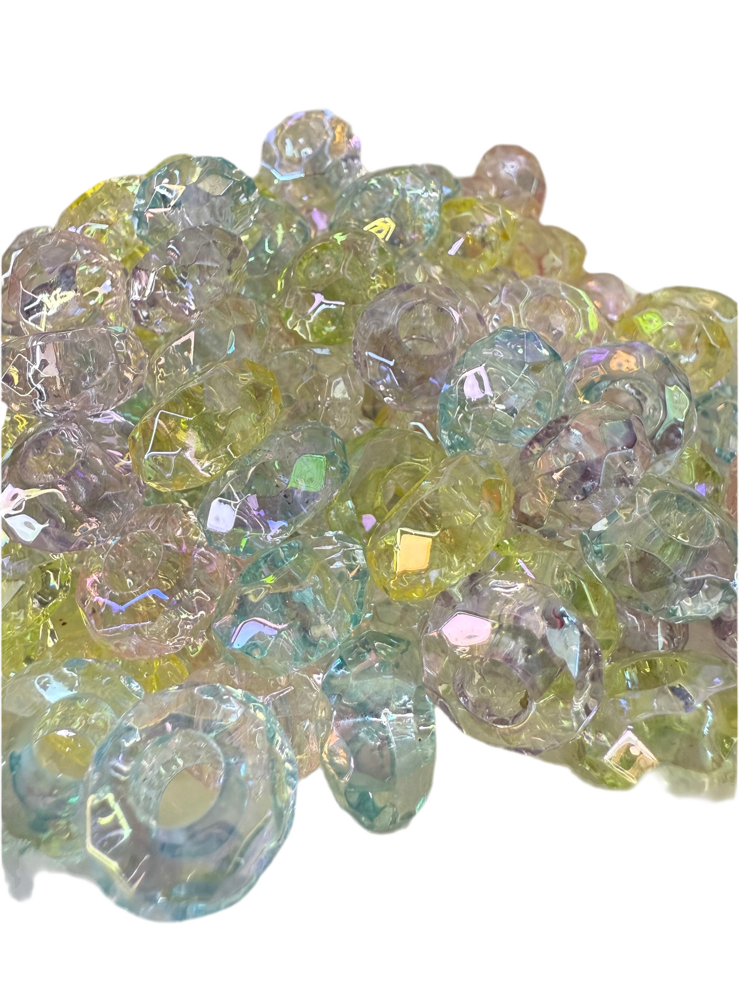 R72-(10PCS) 15mm Multi Color JELLY CLEAR Diamond Faceted Round Style Spacer Acrylic Beads for DIY
