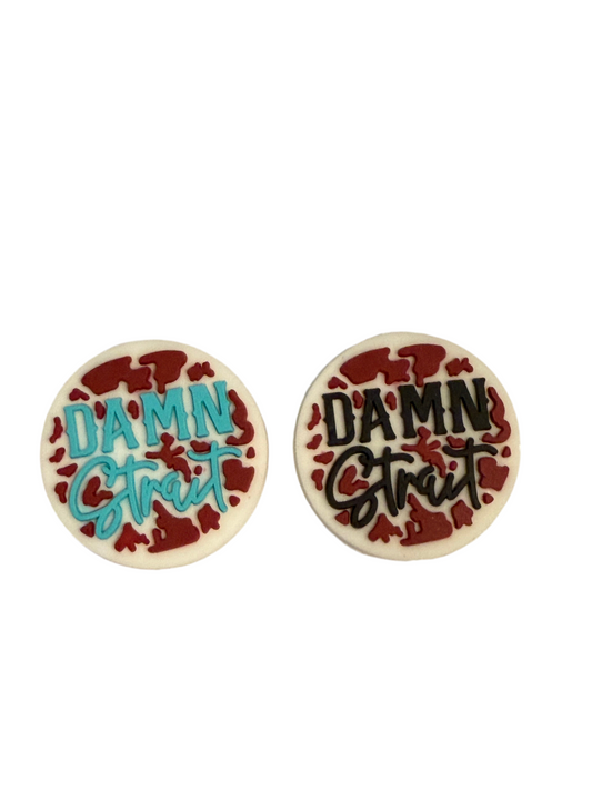 F/C7- (1)PC 1.1" Choose your color- Round DAMN Strait W/Leopard Print Focal Bead for DIY Keychains, Wristlets, Cup Charms, Car Charms ETC