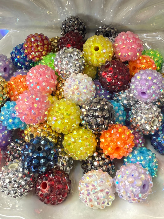 R4- (10PCS) 16mm Mixed Color Bubblegum Acrylic AB RHINESTONE Beads for DIY