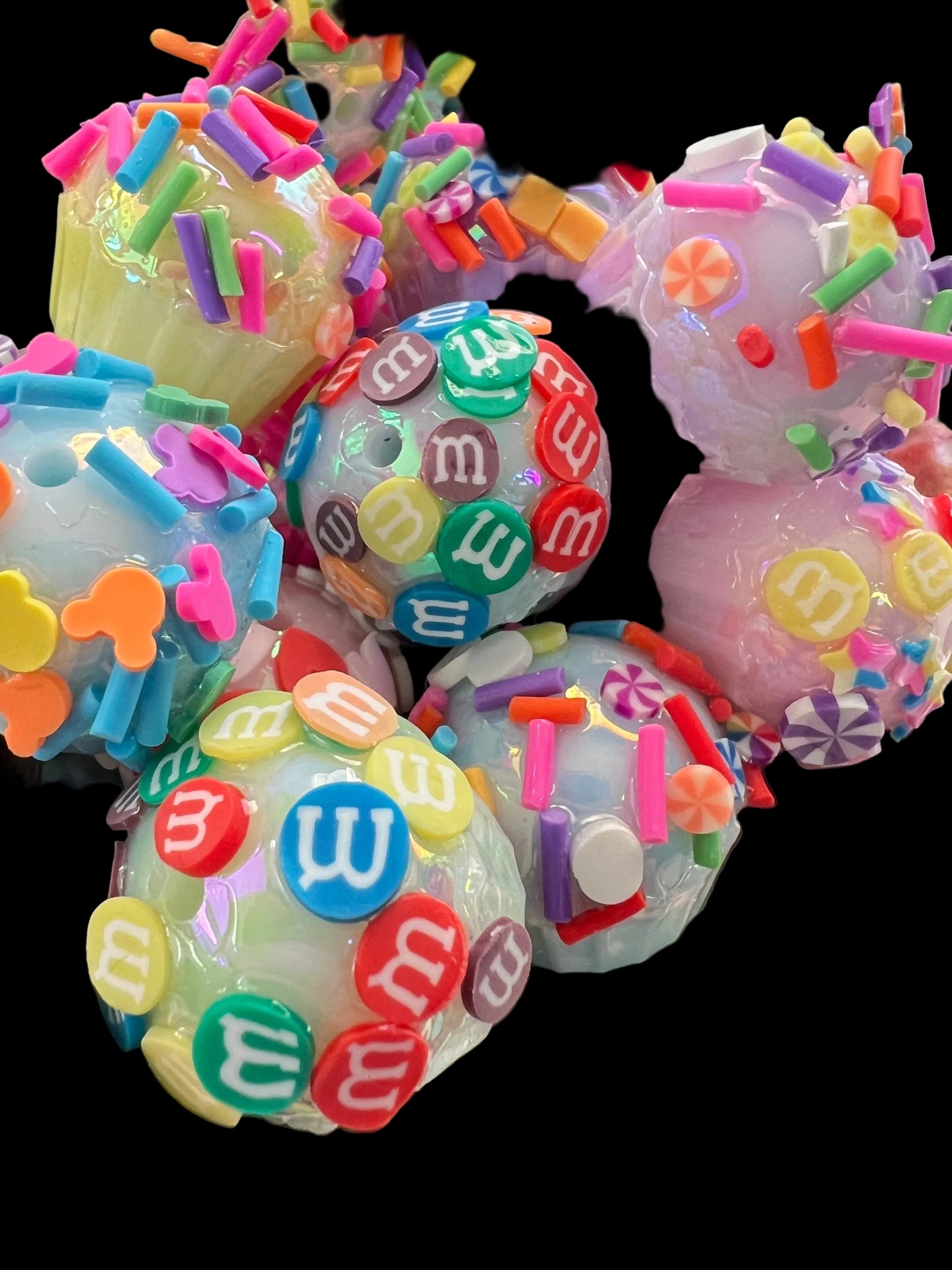 2PCS- Random 25mm Luminous Mixed Cute Desserts/CupCakes/Decorated/ Acrylic Beads image 2