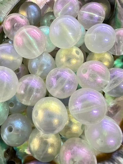 10 PCS- 15mm Clear W/Pastel Shimmer Transparent  Galaxy Acrylic Beads image 0
