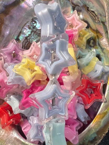 10 PCS- 22mm 3D Star Multicolor Double Layer Translucent Matte Acrylic Beads image 2