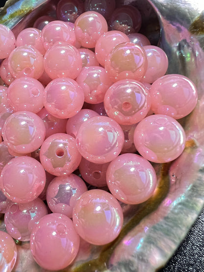 10 PCS- 13mm Light Pink UVAB Iridescent Rainbow Acrylic Beads image 2