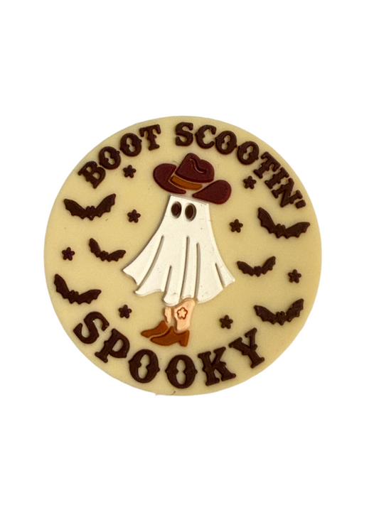 F/HAL3 (1)PC 1.1" Boot Scootin' Spooky W/Cowboy Ghost Focal Bead for DIY Keychains, Wristlets, Cup Charms, Car Charms ETC