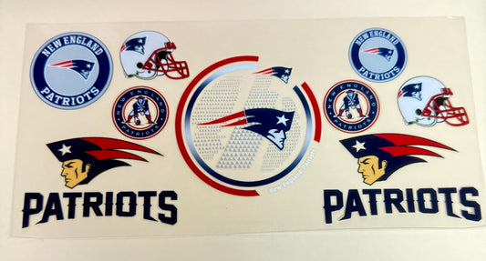 C324- (1PC) PATRIOTS 16OZ UV DTF Transfer Wrap/Sticker for Cup/Tumbler