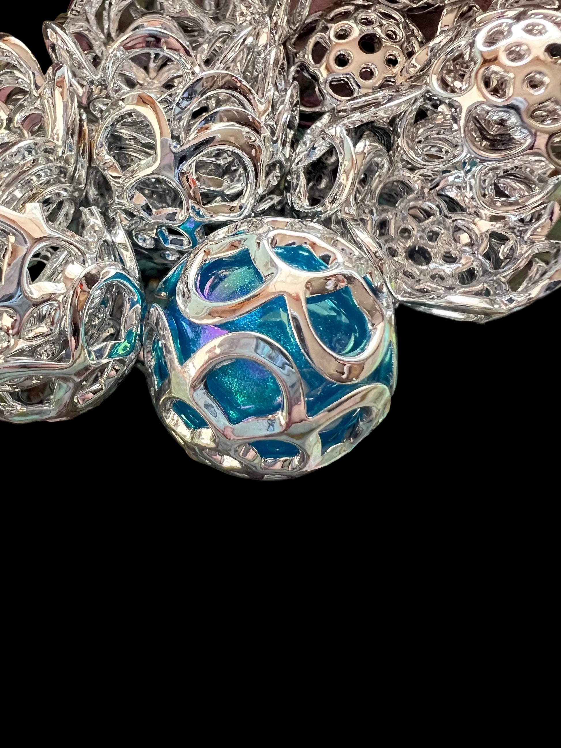 20 PCS-20mm Plastic Silver Flower Pattern Bead Caps image 0