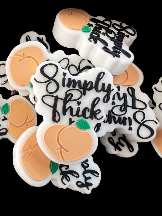 (1)PC- Simply Thick PEACH Silicone Focal Bead image 0