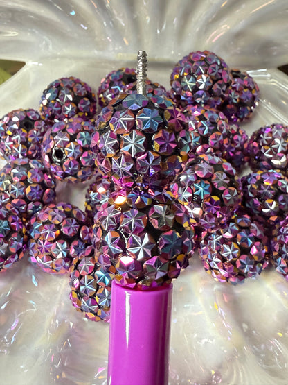R41- (5PCS) 20mm STAR GALAXY Purple/Blue/Orange Chameleon Shimmer Color Bubblegum Acrylic Rhinestone Beads for DIY