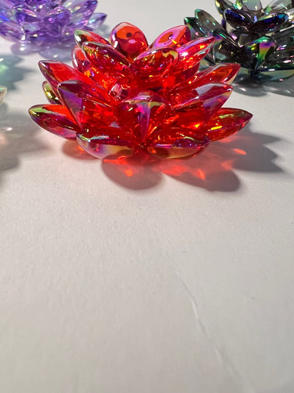 5SETS-15 Piece 38mm MultiColored Lotus Flower Beads UVAB Iridescent Rainbow Bead image 2