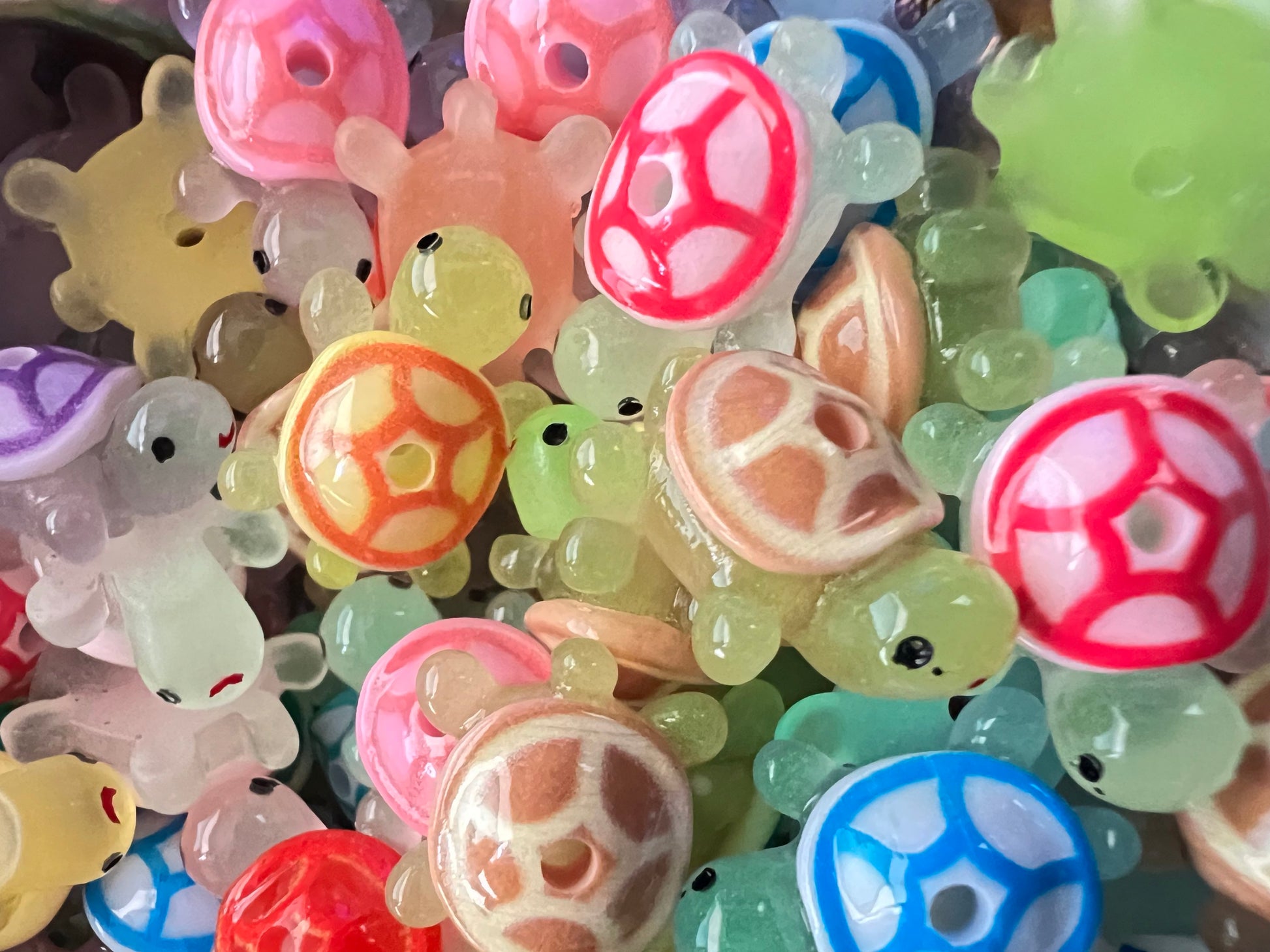 (10)PCS- Mixed LUMINOUS Colors Turtle Acrylic Bead- FITS PENS image 1