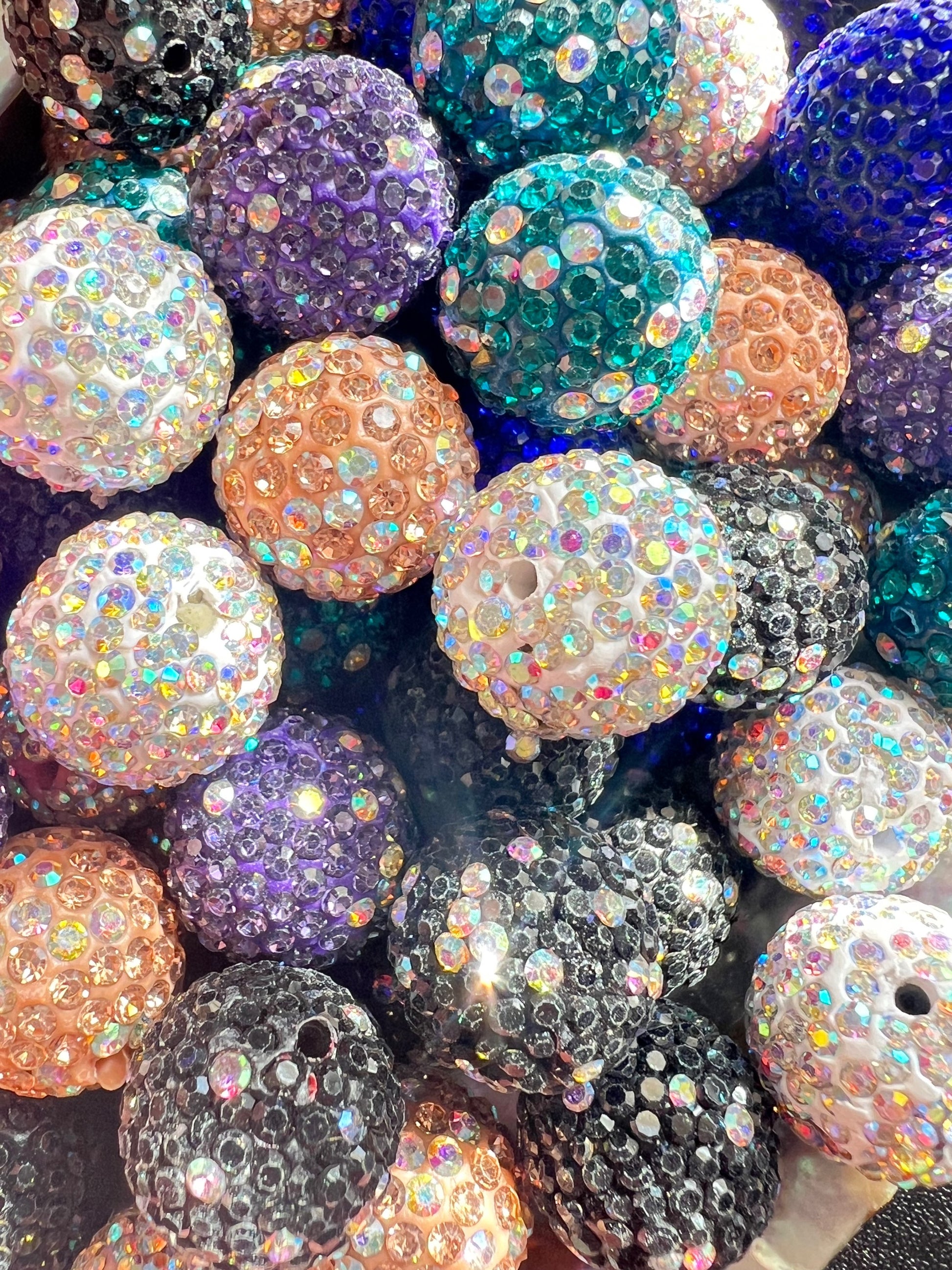 10 PCS - 16mm Multicolored Round Clay Rhinestone Beads image 0