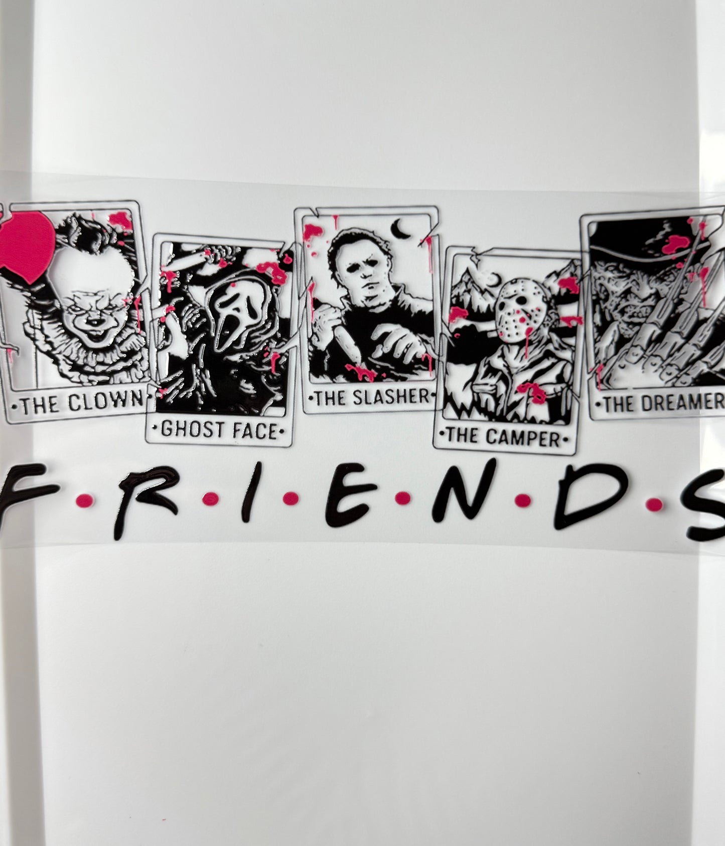 C39- Halloween Cards with Horror Friends 16OZ UV DTF Transfer Wrap/Sticker for Cup/Tumbler