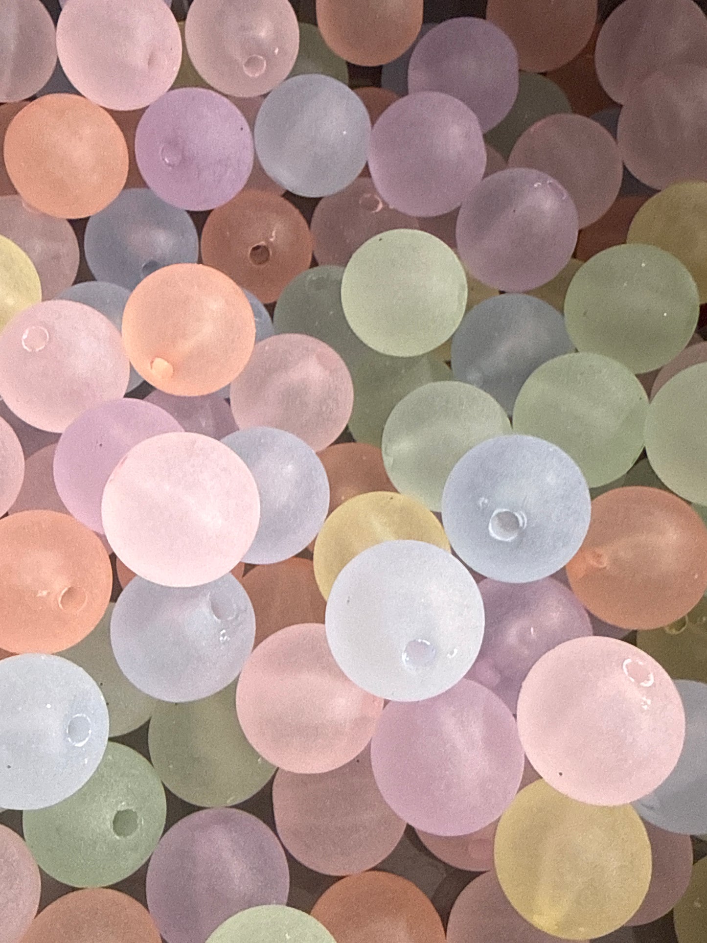 B73- (10PCS) 15mm Light Pastel Transparent Matte Acrylic Beads For DIY