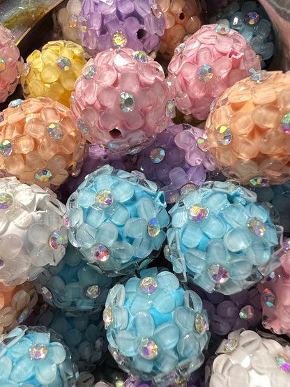 5 PCS- 19mm Fancy Round Mixed Colors Flowers/Rhinestones/Gems/ Clay Bea Beads image 1
