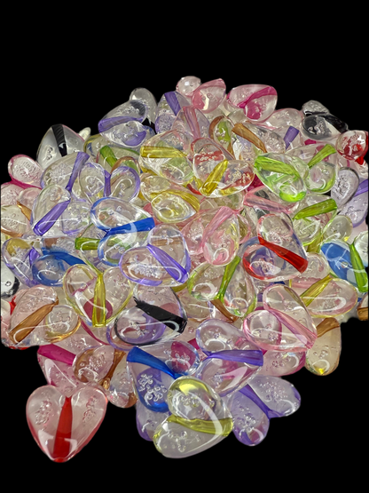 S4- (20PCS) 17mm 3D Hearts Mixed Color Centers W/Bubbles Beads DIY