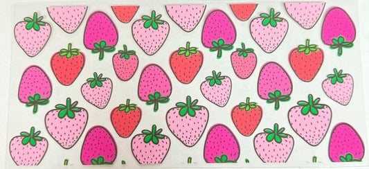 C574- (1PC) STRAWBERRIES 16OZ UV DTF Transfer Wrap/Sticker for Cup/Tumbler