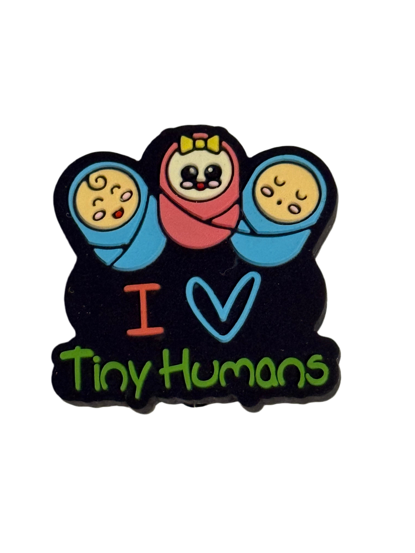 F/C5- (1)PC 1.1" I LOVE TINY HUMANS W/3 Babies Focal Bead for DIY Keychains, Wristlets, Cup Charms, Car Charms ETC
