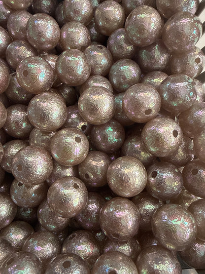 B74- (10PCS) 15mm Crinkle Greige UVAB Round Acrylic Beads For DIY