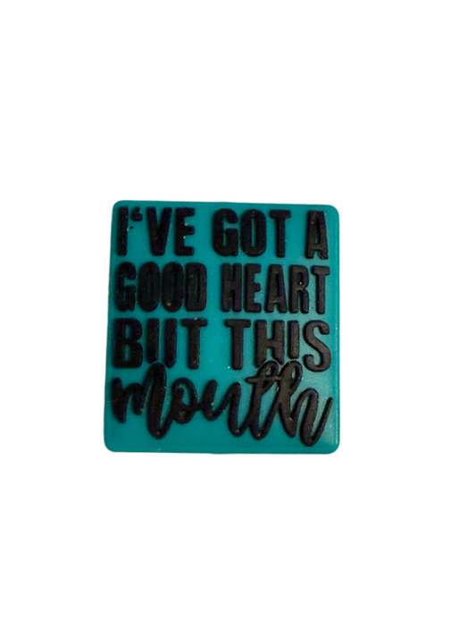 F/Q19- (1)PC 1" I've got a good heart but this Mouth Focal Bead for DIY Keychains, Wristlets, Cup Charms, Car Charms ETC
