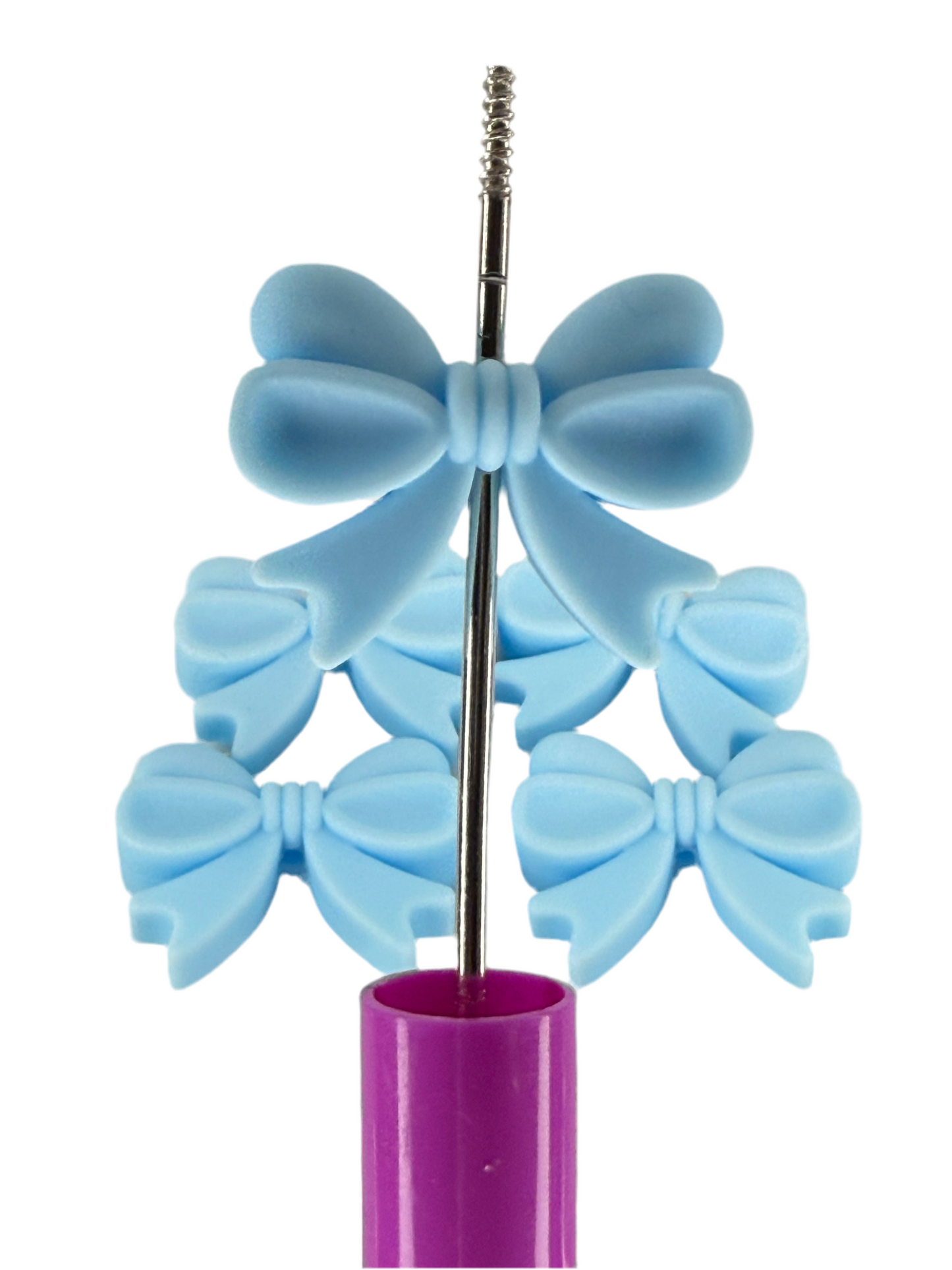 F9- (1)PC 1.1" Sky Blue BOW Focal Bead for DIY Keychains, Wristlets, Cup Charms, Car Charms ETC