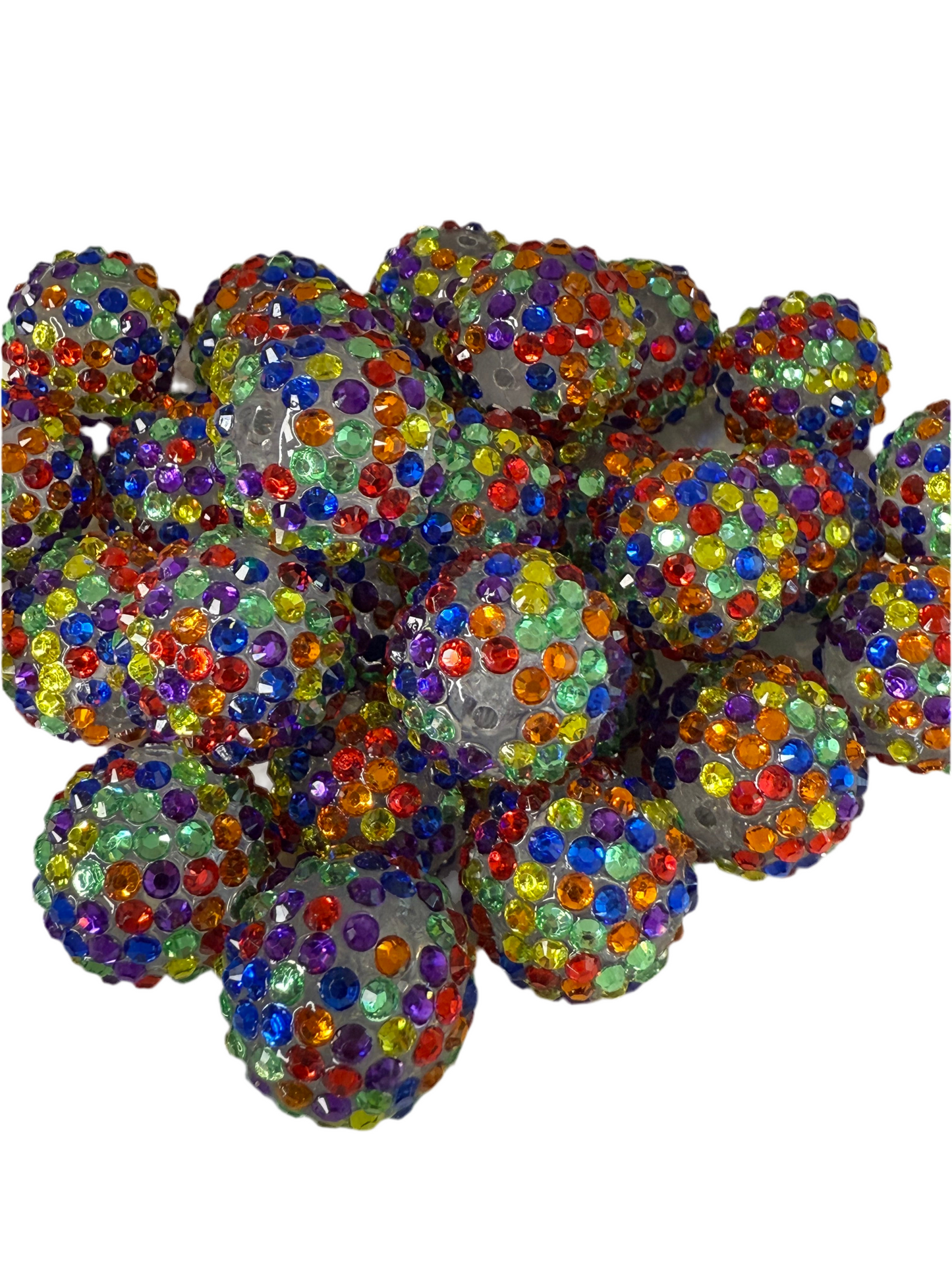 R33- (5PCS) 20mm Clear Rainbow Color Bubblegum Acrylic Rhinestone Beads for DIY