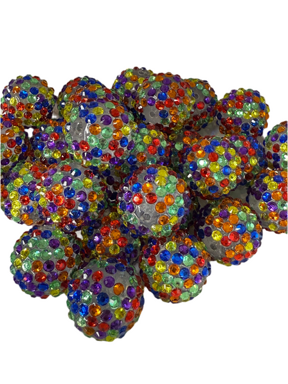 R33- (5PCS) 20mm Clear Rainbow Color Bubblegum Acrylic Rhinestone Beads for DIY