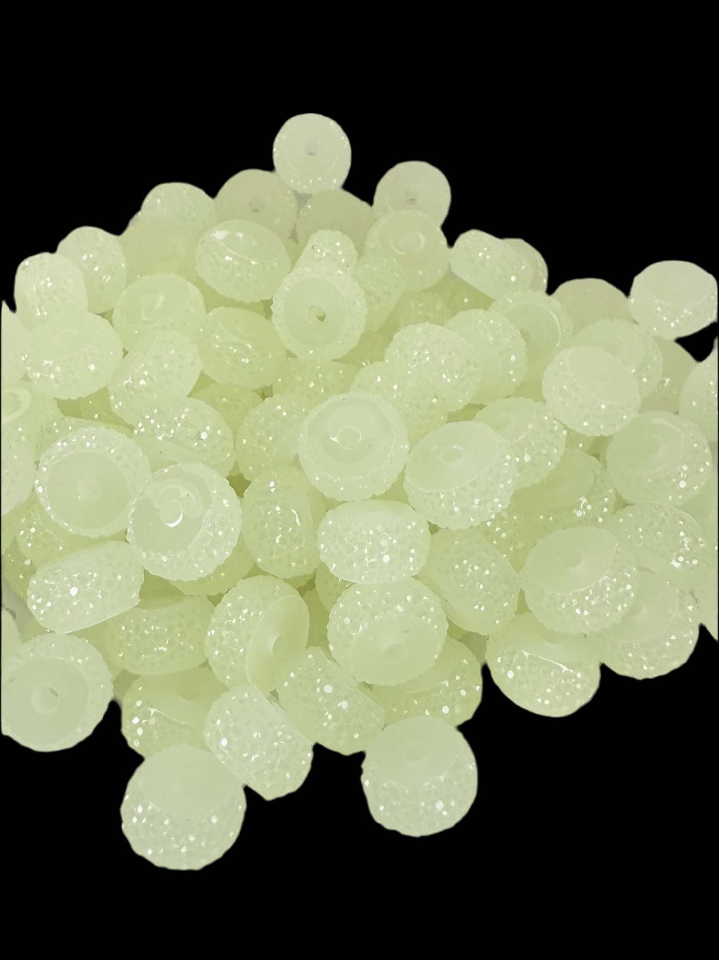 R58- (10PCS) 12mm GLOW IN DARK Round Rondelle Style Spacer Plastic/Acrylic Beads for DIY