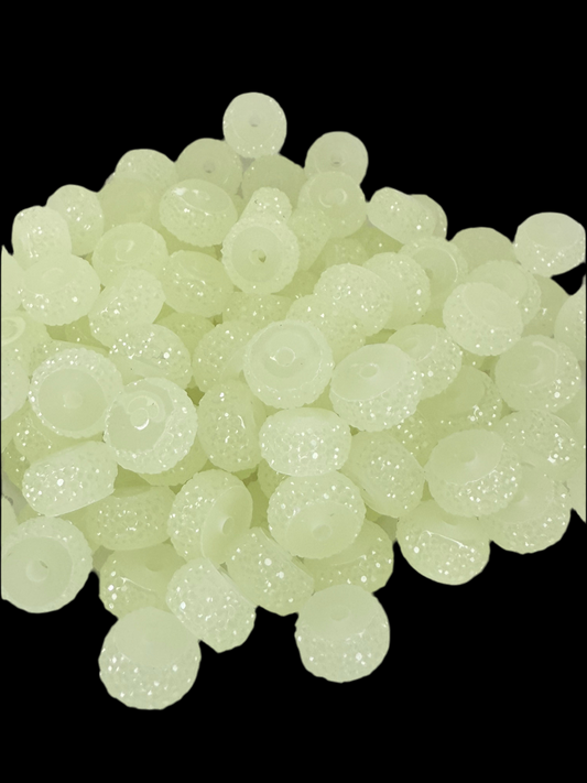 R58- (10PCS) 12mm GLOW IN DARK Round Rondelle Style Spacer Plastic/Acrylic Beads for DIY