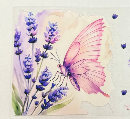 C588- (1PC) FLORAL BUTTERFLY 16OZ UV DTF Transfer Wrap/Sticker for Cup/Tumbler
