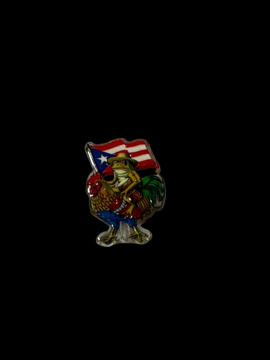 F/ACR21- (1)PC 1" PR Flag W/Rooster/Frog Acrylic Focal Bead for DIY Pens, Keychains, Wristlets, Cup Charms, Car Charms ETC