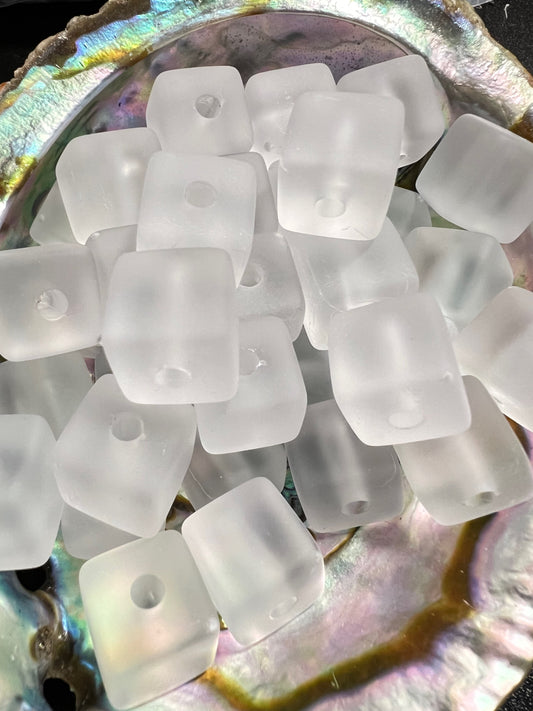 10 PCS- 14mm Silicone Touch Transparent Clear Color Cube/Square Beads image 0