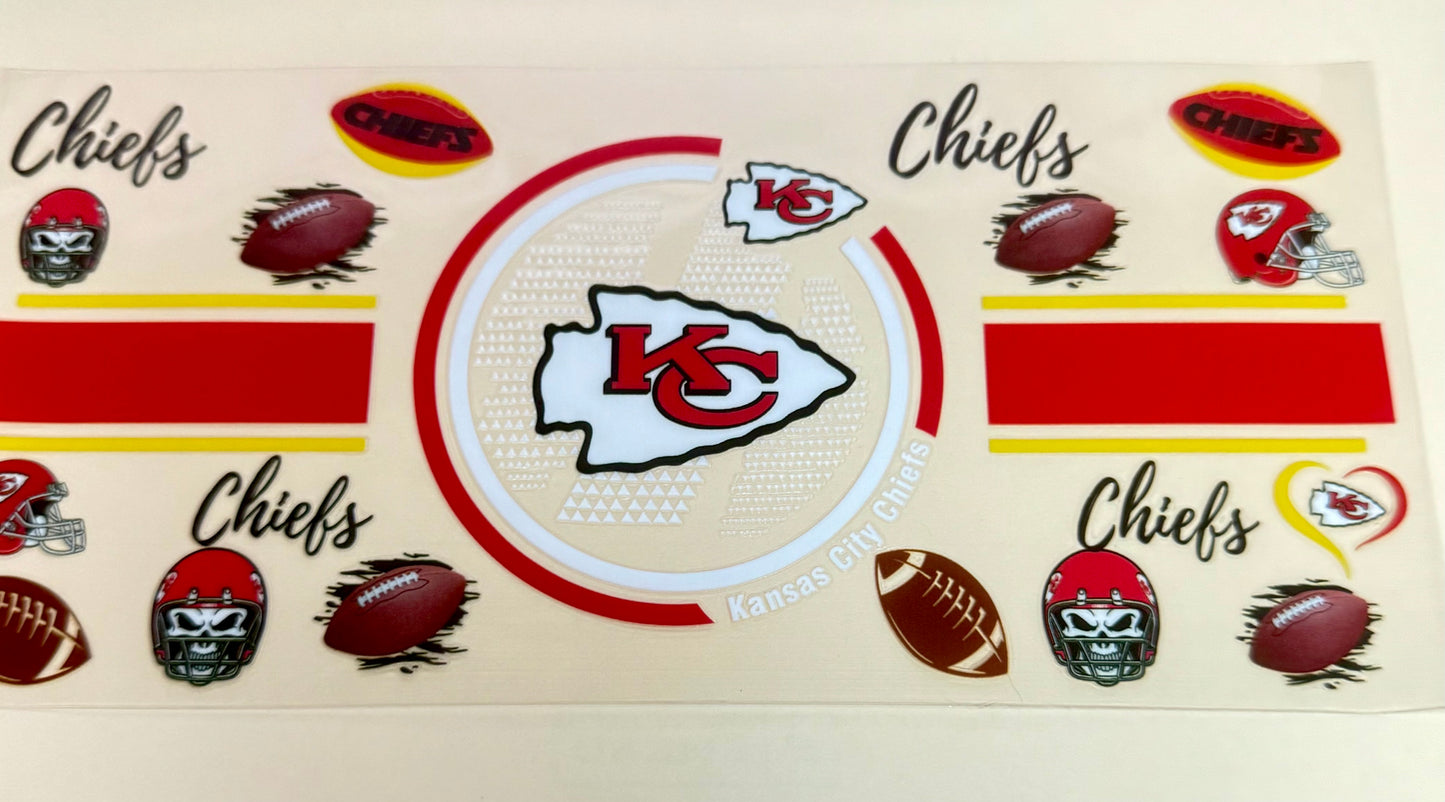C328- (1PC) KC CHIEFS 16OZ UV DTF Transfer Wrap/Sticker for Cup/Tumbler
