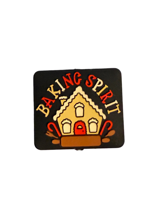 F/CHR15 (1)PC 1" Baking Spirit W/Gingerbread House Focal Bead for DIY Keychains, Wristlets, Cup Charms, Car Charms ETC