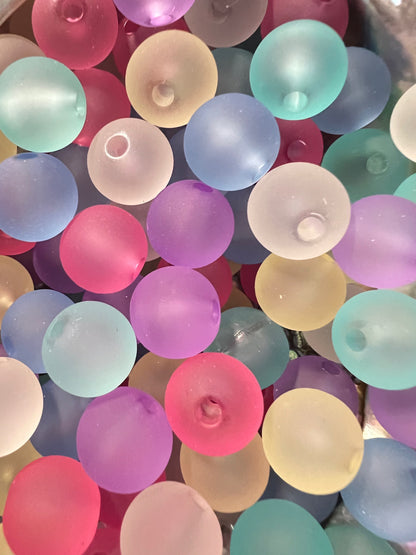 10 PCS- 11mm Round Multicolor Matte Translucent Silicone Touch Acrylic Beads image 1