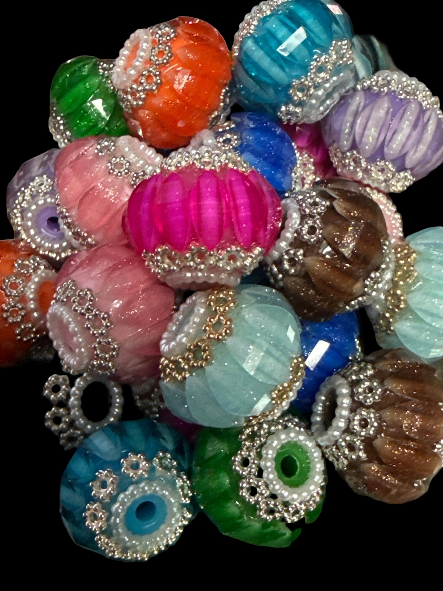 R164- (5PCS) 20mm Fancy Round Mixed AB Colors Gems/Rhinestone Beads for DIY