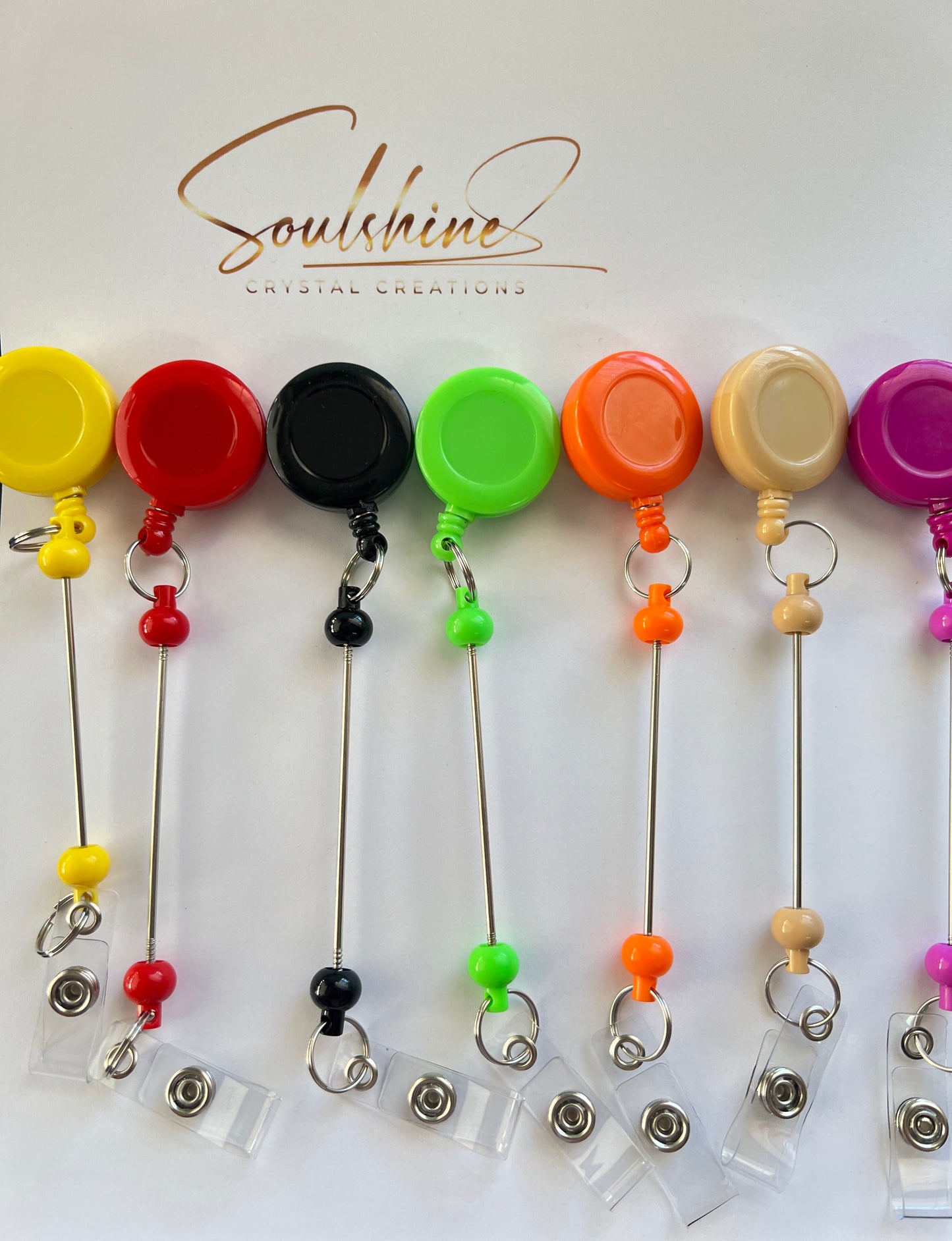 (1)PC- Choose your Color DIY Beadable ID Retractable Badge Reel Bar image 2