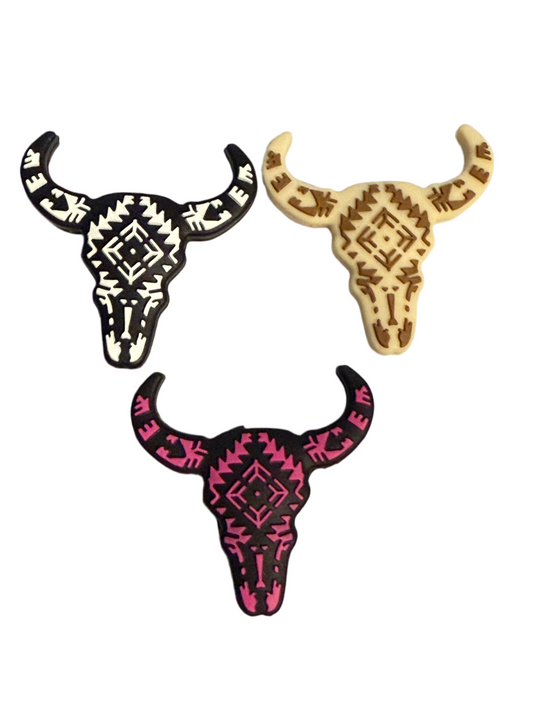 F/C27- (1)PC 1.3" Choose your color- Aztec/Boho Design BullSkull Focal Bead for DIY Keychains, Wristlets, Cup Charms, Car Charms ETC