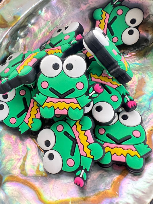 (1)PC- Kawaii Kerop Frog with Flower Focal Bead image 0