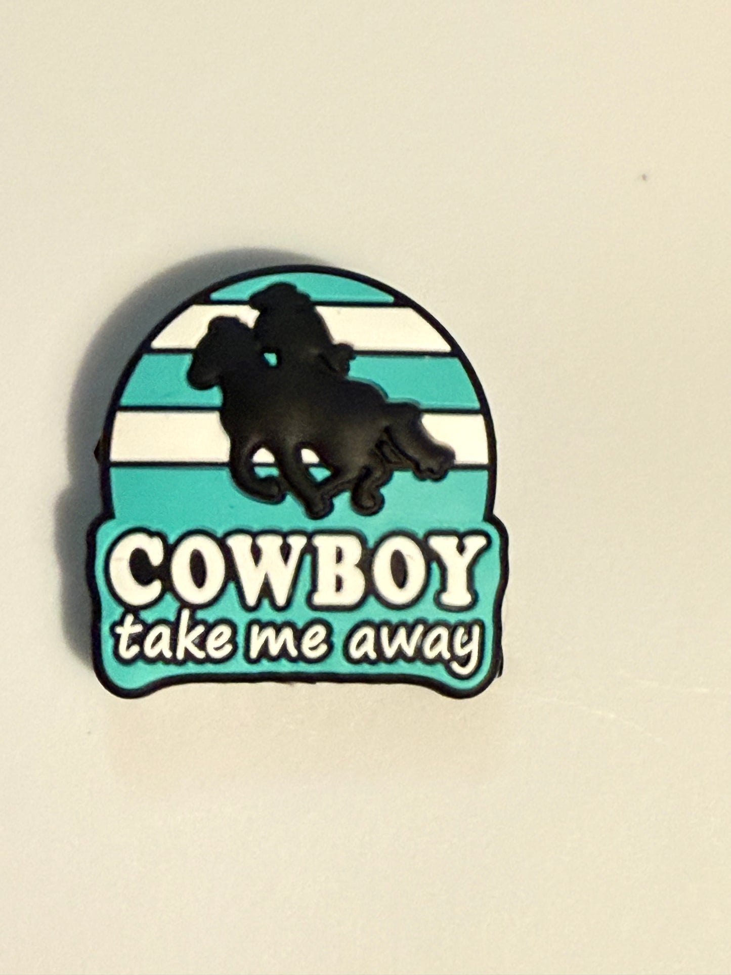 F/C28- (1)PC 1.1" Choose your color- Cowboy Take Me Away W/Horse Focal Bead for DIY Keychains, Wristlets, Cup Charms, Car Charms ETC