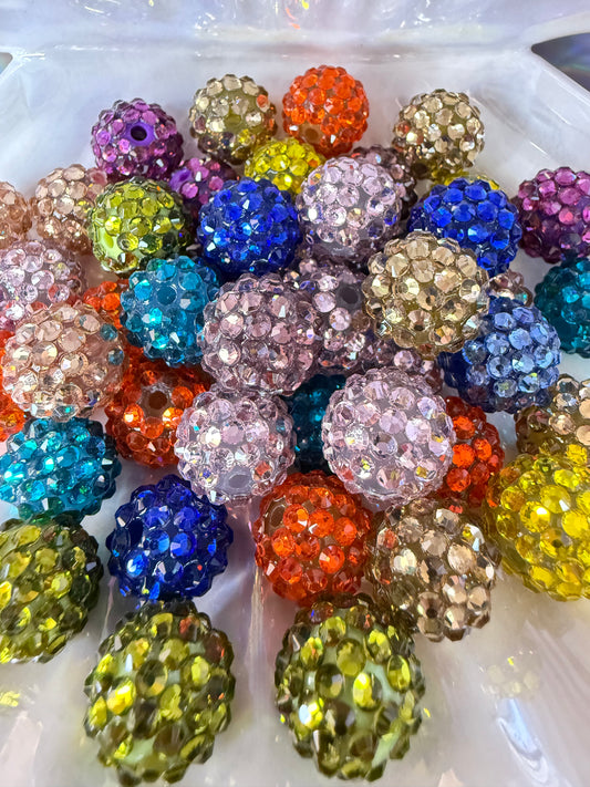 R3- (10PCS) 16mm Mixed Color Bubblegum Acrylic RHINESTONE Beads for DIY