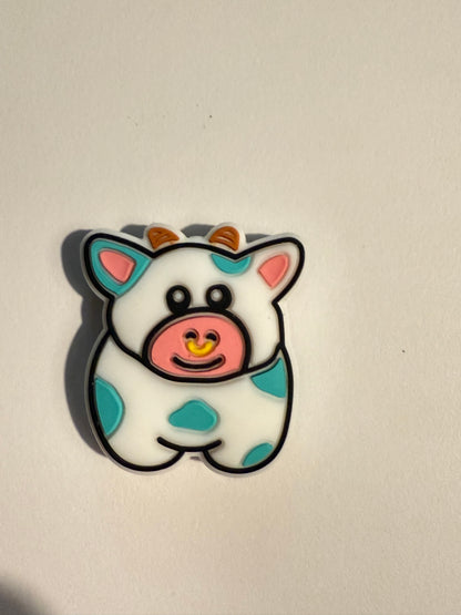 F/A28- (1)PC 1.1" Choose your color- COW Focal Bead for DIY Keychains, Wristlets, Cup Charms, Car Charms ETC