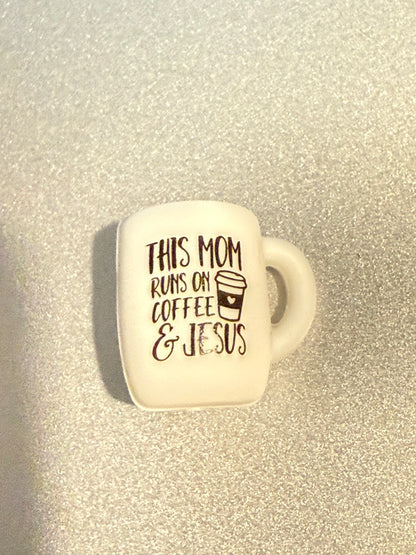 F/COF19 (1)PC 0.80" Choose Your Quote Coffee Mug Focal Bead for DIY Keychains, Wristlets, Cup Charms, Car Charms ETC