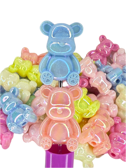 A1- (10PCS) 1" Multi Color UVAB Coated Bears Acrylic Beads for DIY