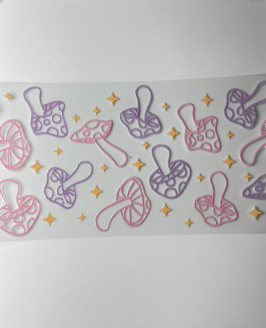 C57- Colorful pastel mushrooms, and stars 16OZ UV DTF Transfer Wrap/Sticker for Cup/Tumbler