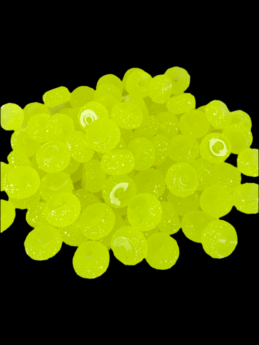 R56- (10PCS) 12mm NEON YELLOW Round Rondelle Style Spacer Plastic/Acrylic Beads for DIY