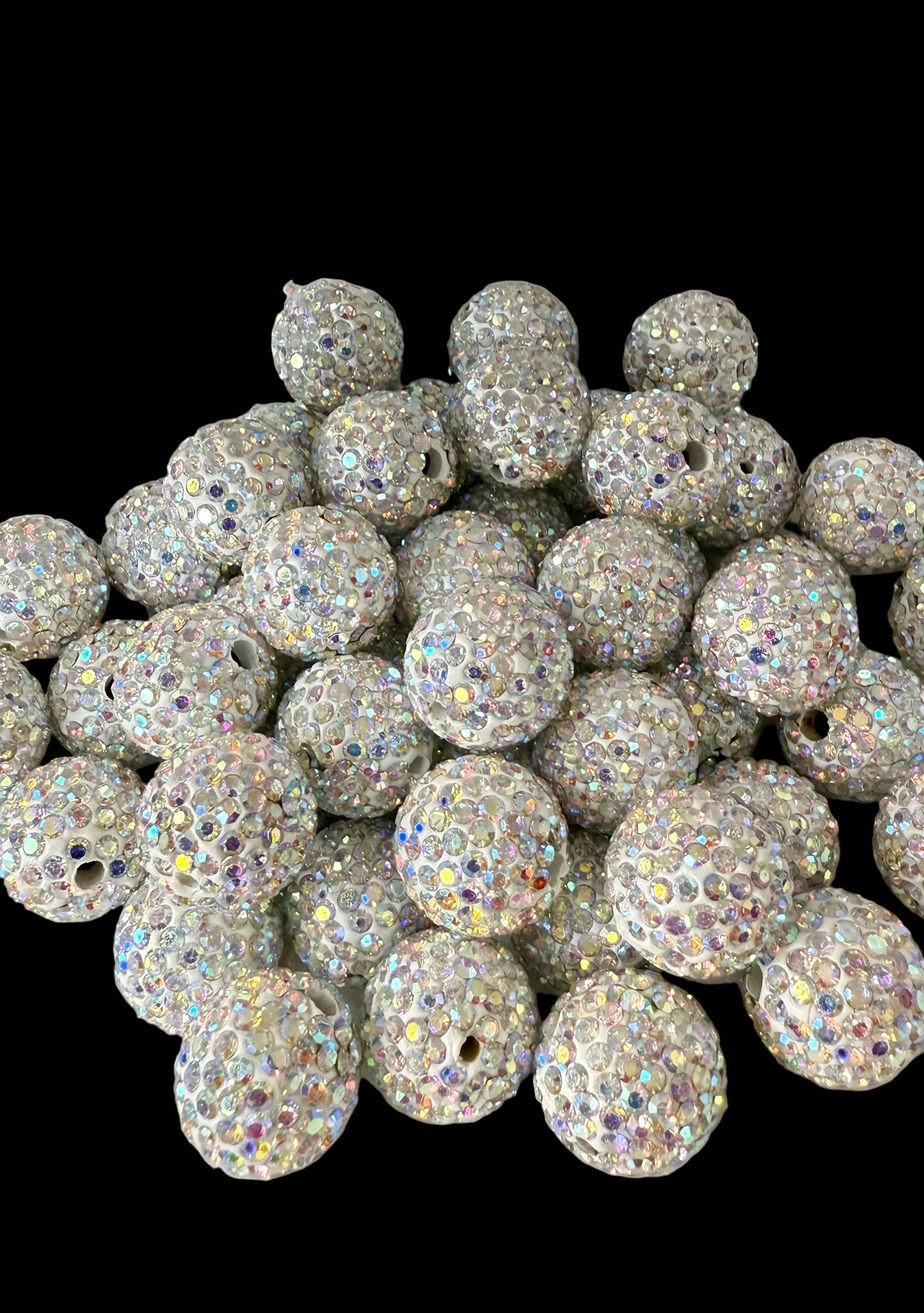 R7- (10PCS) 16mm Silver AB Pave-rhinestones with Polymer Clay Core Beads for DIY